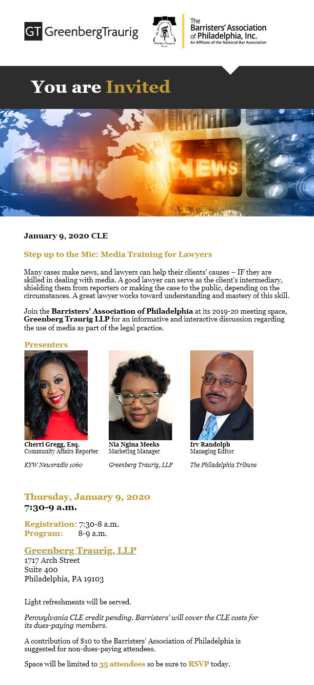January CLE: “Media Training for Lawyers”